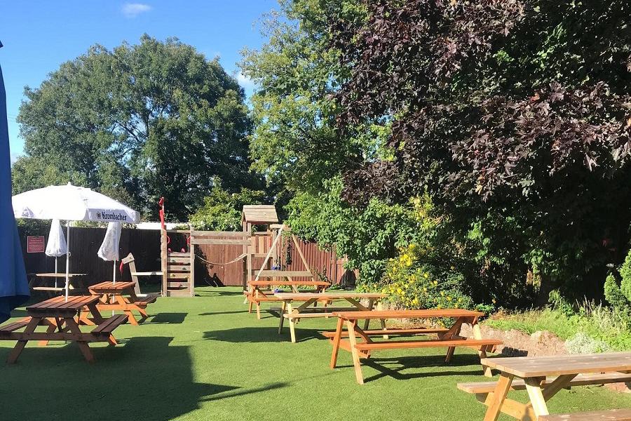 Beer garden at the Fox and Hounds