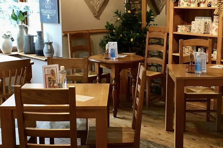 Rustic dining area at the Butcher's Arms Gallery and Coffee Shop
