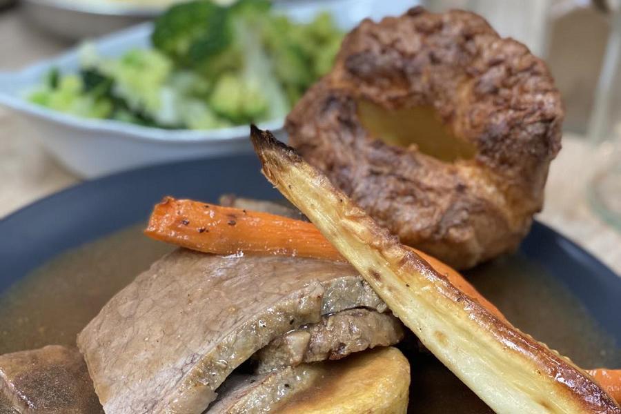 Roast dinner at Cwm Farm Shop